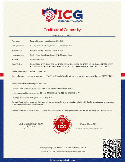 China Jiangsu Keisharp Heavy Industry Co., Ltd. certificaciones